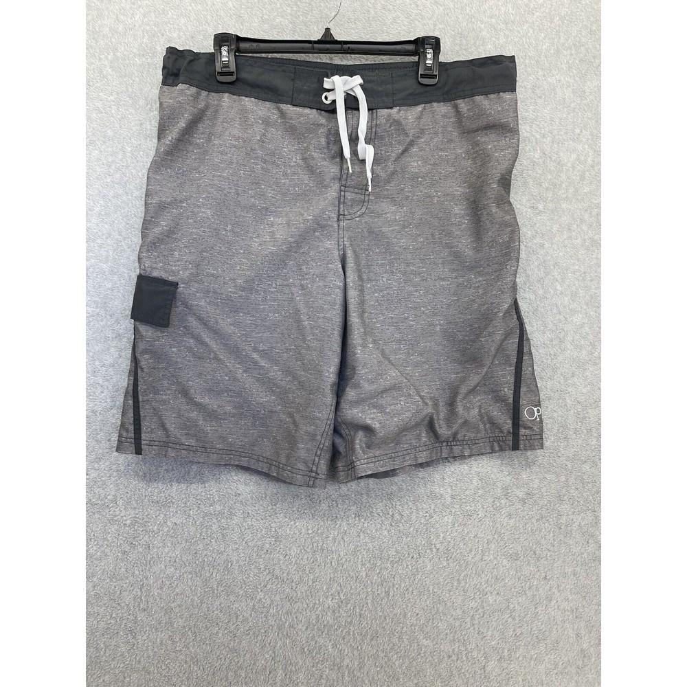 OP Ocean Pacific Men's Board Shorts Solid Gray Size Large Pockets Lined